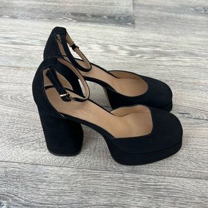 Elegant Black Suede Platform Heels